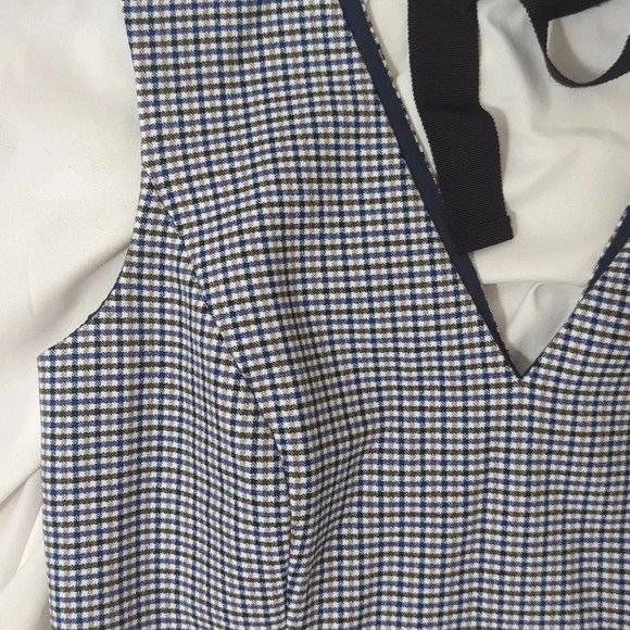 Banana Republic Houndstooth Check Tie-Back Sheath Dress, Color Blue/White Size 6 - Picture 5 of 16